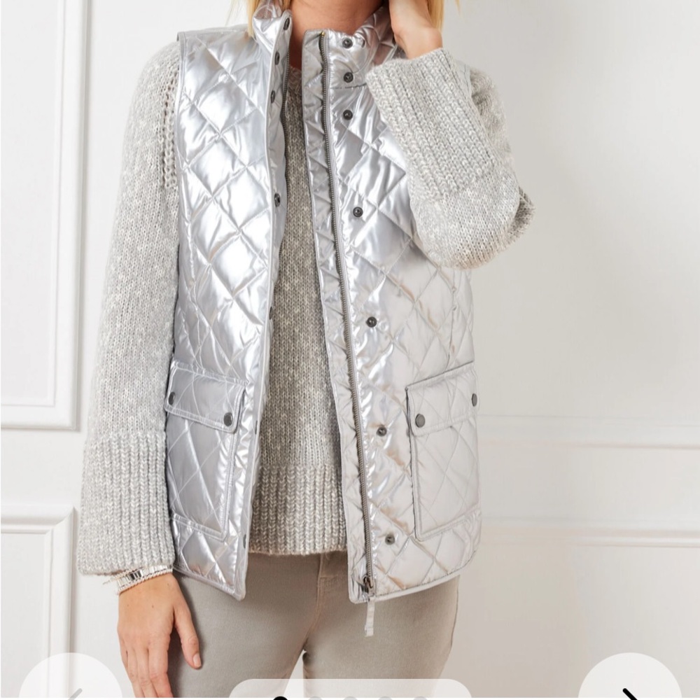 Talbots Metallic Silver Quilted Vest